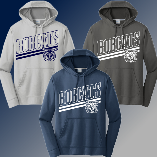 John Glenn Bobcats - Angled Mascot Dri Fit Hoodie (Adult)