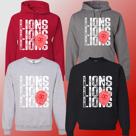 Linwood Lions  - Repeating Stamped Basic Sweatshirt