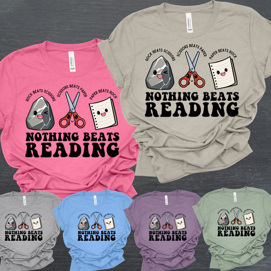 Paper Rock Scissors, Nothing Beats Reading - Bella Tee (Adult)