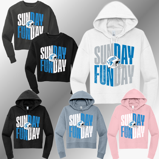 Detroit Football Sunday Funday - Cropped Sweatshirt (Adult)