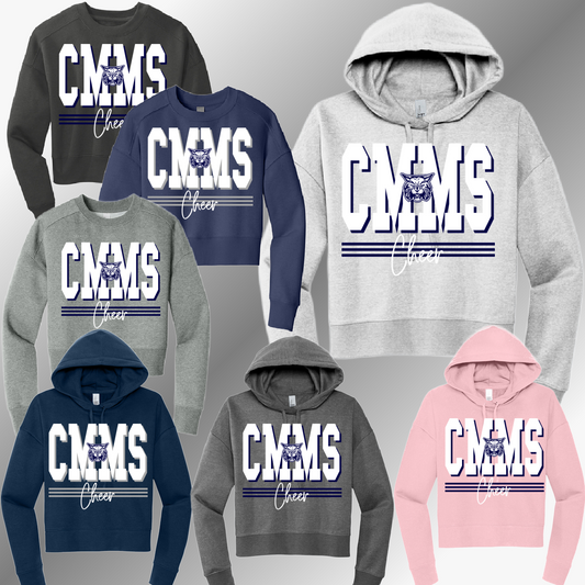 Bobcat Cheer - CMMS Oversized Initials Cropped Sweatshirt (Adult)