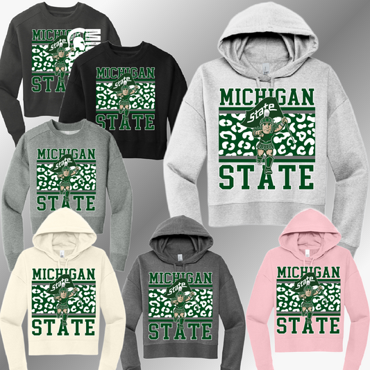 Spartans - Leopard Background Cropped Sweatshirt (Adult)