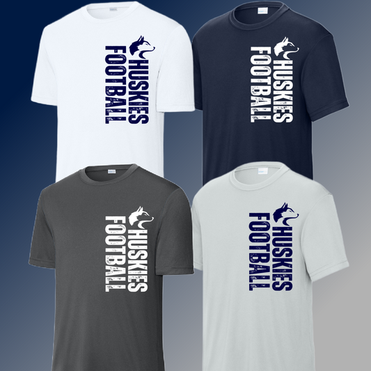 Hemlock Huskies - Football Vertical Wording Dri Fit Tee (Adult)