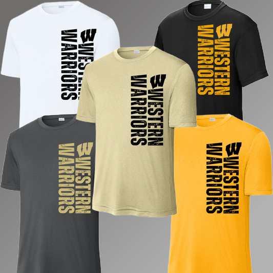 Western Warriors - Mascot Vertical Wording Dri Fit Tee (Adult)