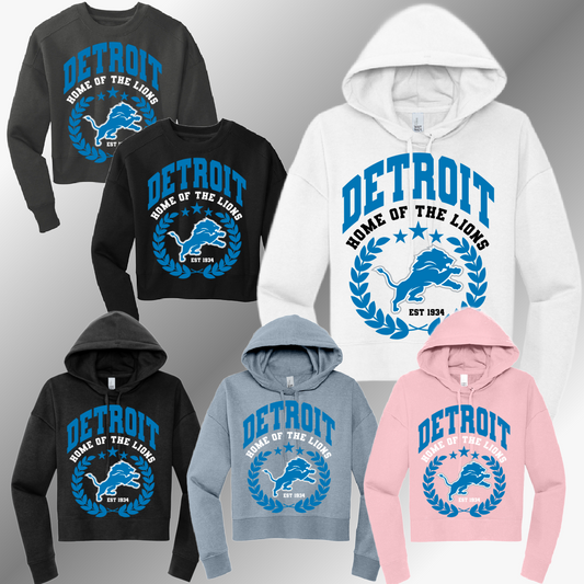 Detroit Football Home Of The - Cropped Sweatshirt (Adult)