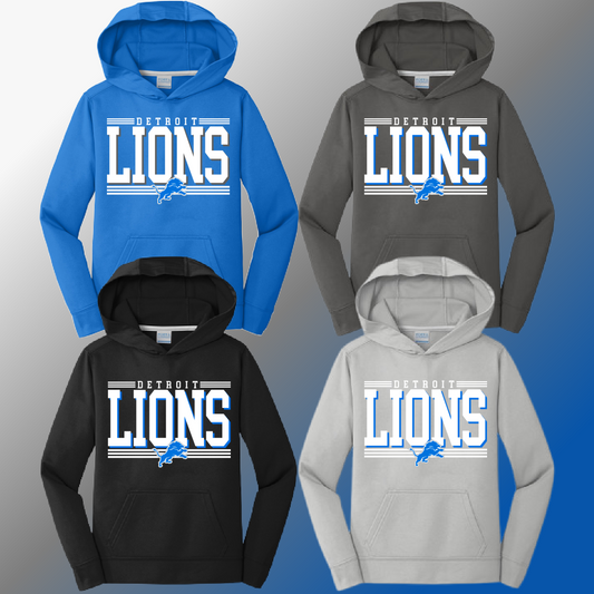Detroit Football Offset - Youth Performance Hoodie