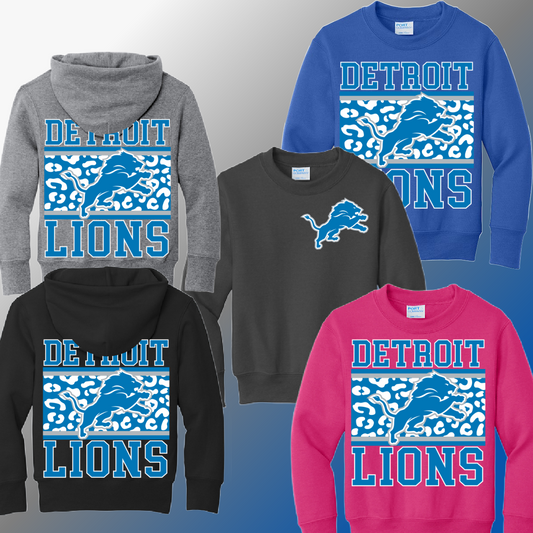 Detroit Football Leopard Background - Youth Sweatshirt