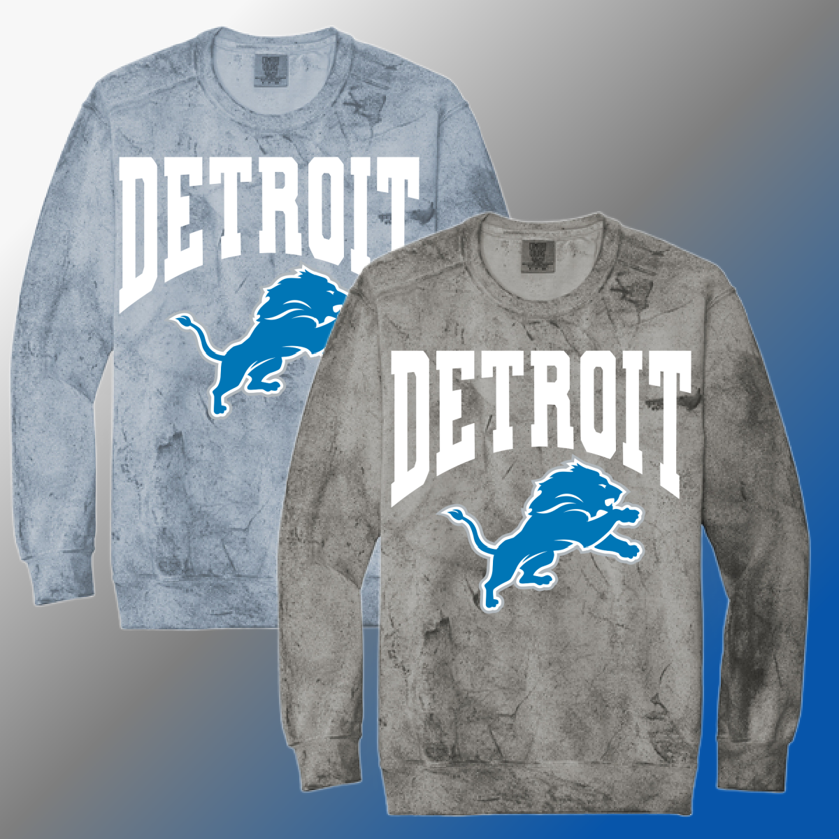Detroit Football Warped - Color Blast Crewneck (Adult)