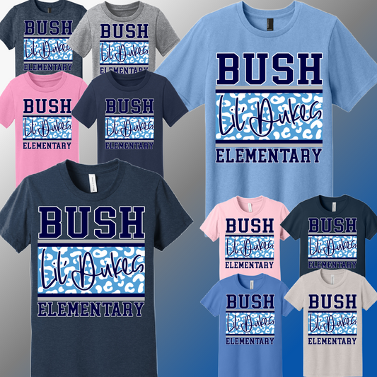 Bush Elementary Dukes - LIL' DUKES Leopard Background Tee (Youth)