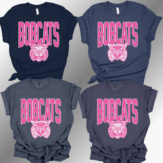 Bangor Bobcats - Warped (Pink) Mascot Tee (Adult)