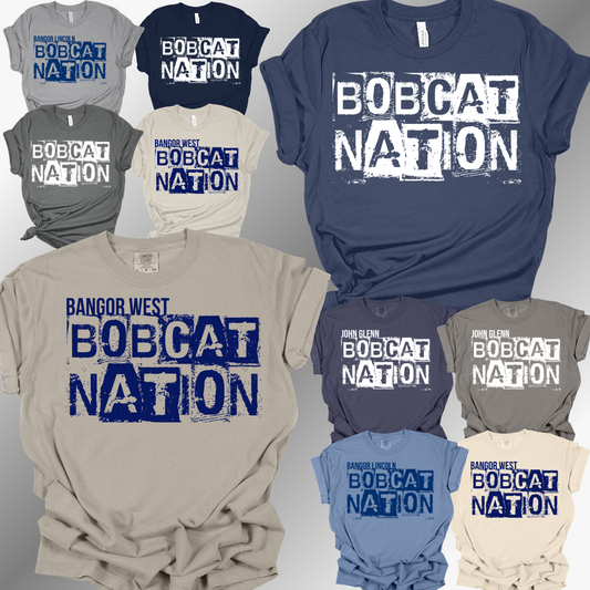 Bangor Bobcats - Distressed Block Tee (Adult)