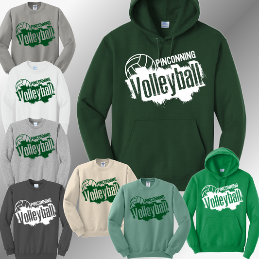Pinconning Spartans - Distressed Volleyball Basic Sweatshirt (Adult)