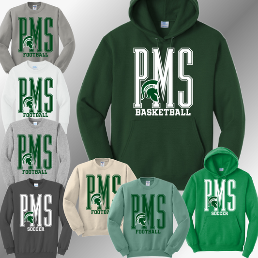 Pinconning Spartans - PMS MIDDLE SCHOOL YOU CHOOSE THE SPORT Basic Sweatshirt (Adult)