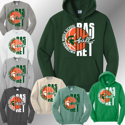 Pinconning Spartans - Middle School Basketball Basic Sweatshirt (Adult)