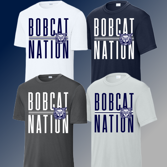 Bangor Bobcats - Bobcat Nation Tall Font Dri Fit Tee (Adult)