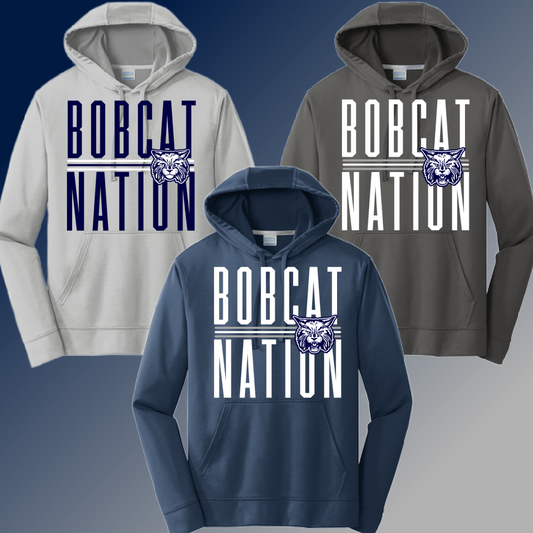 Bangor Bobcats - Bobcat Nation Tall Font Dri Fit Hoodie  (Adult)
