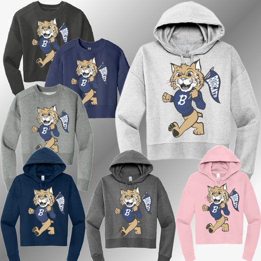 Bangor Bobcats - Vintage Bobcat Cropped Sweatshirt (Adult)