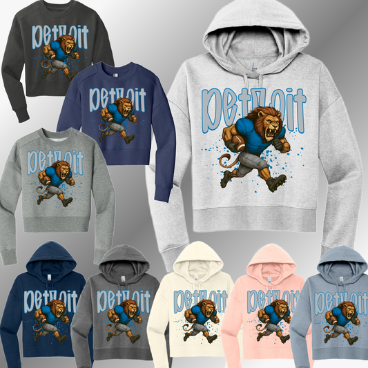 Detroit Football - Running Mascot Cropped Sweatshirt (Adult)