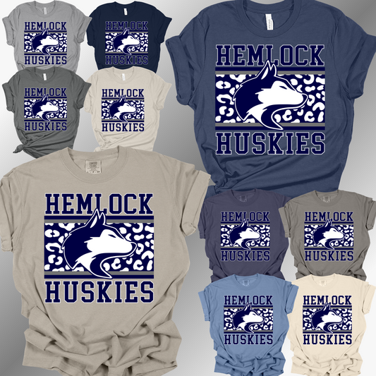 Hemlock Huskies - Leopard Background Tee (Adult)
