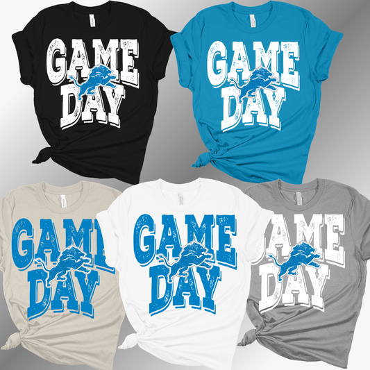Detroit Football Distressed Game Day - Bella Canvas Tee (Adult)