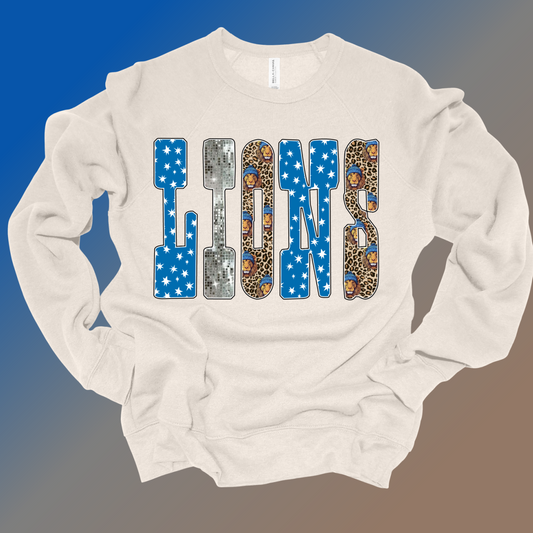 Detroit Football Leopard & Stars - Premium Sweatshirt (Adult)
