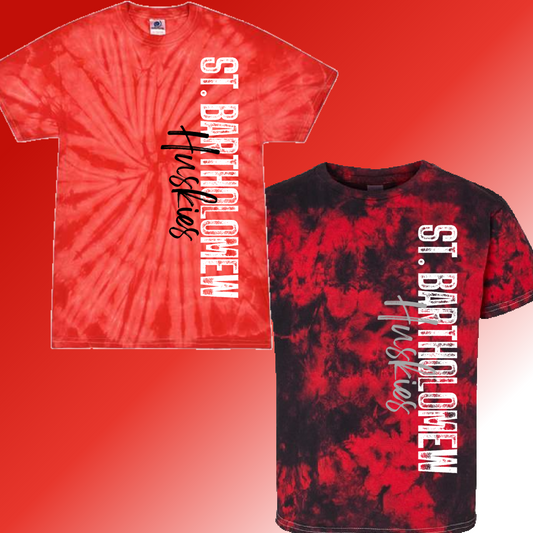 St. Bartholomew - Stamped Font Tie Dye Tee (Youth & Adult) - MADE TO ORDER/TWO WEEKS