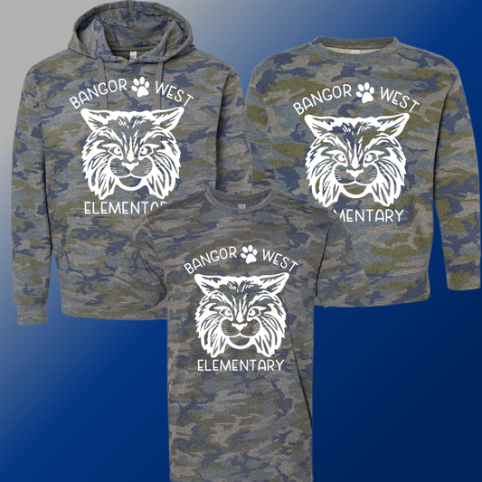 Bangor West - Camouflage Big Logo Tee & Sweatshirt (Youth & Adult)