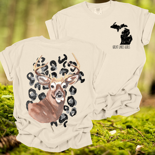 Great Lakes Girls - Water Color Deer Comfort Colors Tee (Adult)