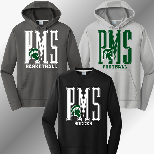 Pinconning Spartans - PMS MIDDLE SCHOOL YOU CHOOSE THE SPORT Performance Sweatshirt (Adult)