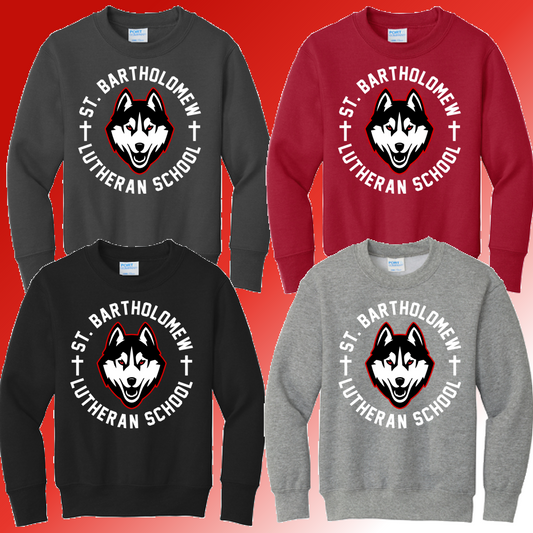 St. Bartholomew School - Round Mascot Basic Crewneck (Youth & Adult) - MADE TO ORDER/TWO WEEKS