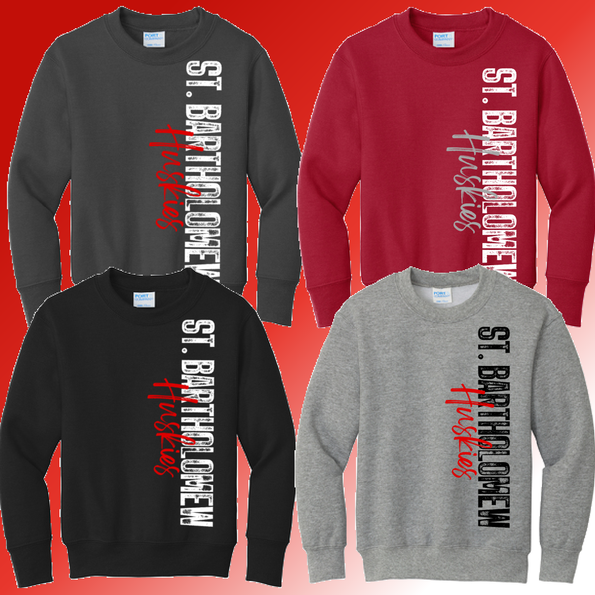 St. Bartholomew School - Stamped Font Basic Crewneck (Youth & Adult) - MADE TO ORDER/TWO WEEKS