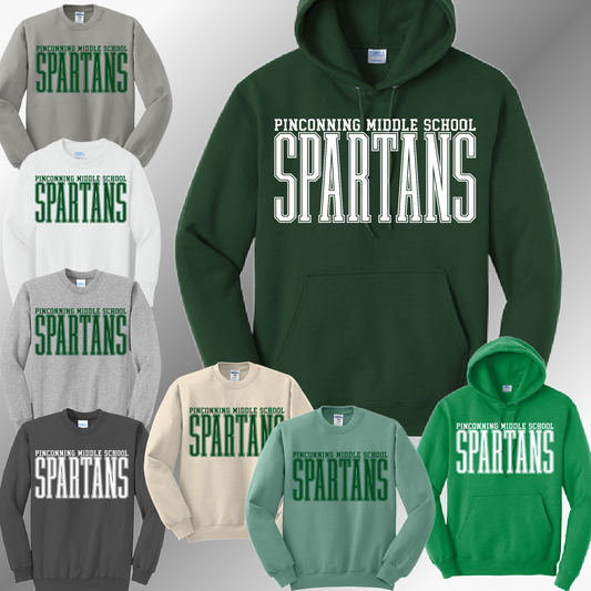 Pinconning Spartans - Middle School Tall Varsity Font Basic Sweatshirt (Adult)