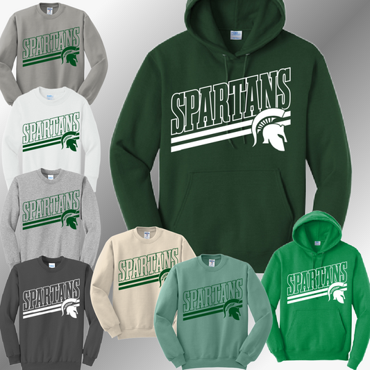 Pinconning Spartans - Angled Mascot Basic Sweatshirt (Adult)