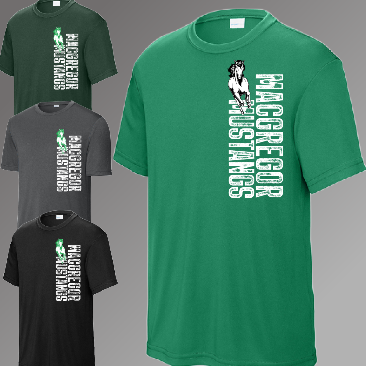 MacGregor Mustangs - Vertical Distressed Performance Tee (Youth & Adult)
