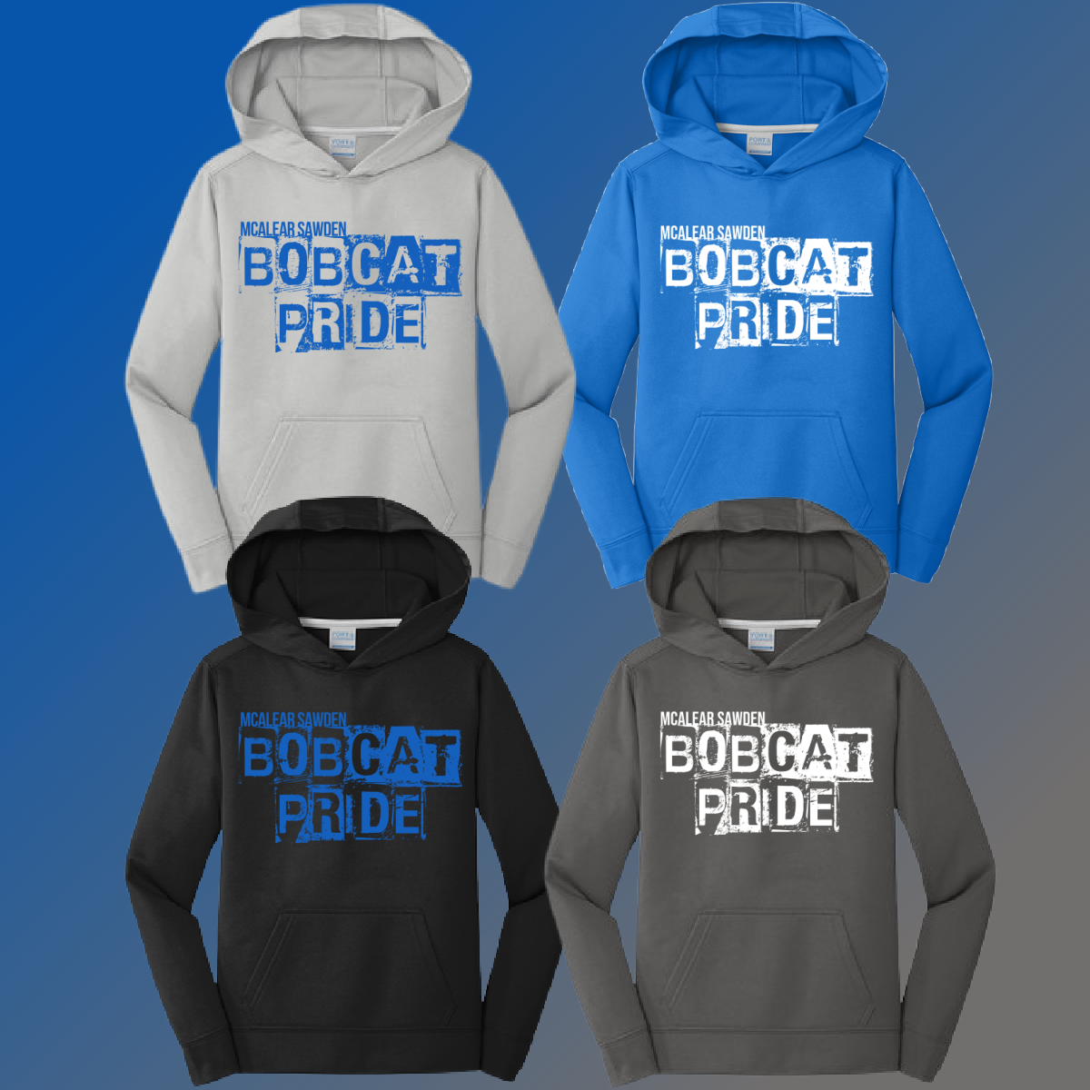 McAlear Sawden Bobcats - Distressed Block Performance Hoodie