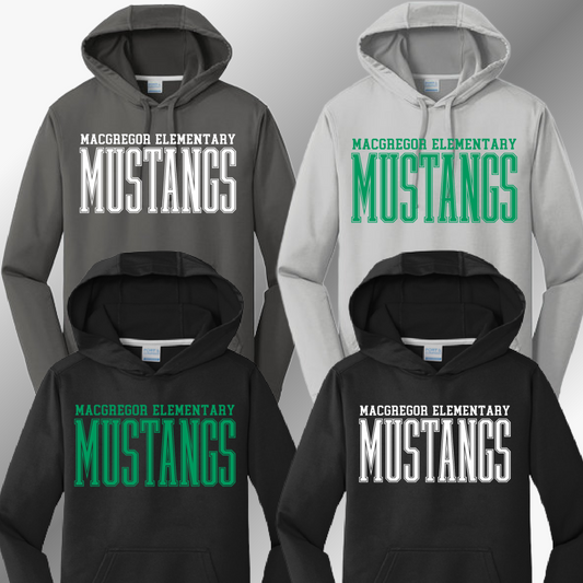 MacGregor Mustangs - Tall Skinny Font Performance Hoodie (Youth & Adult)