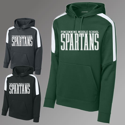 Pinconning Spartans - Middle School Tall Skinny Font Premium Performance Hoodie (Youth)
