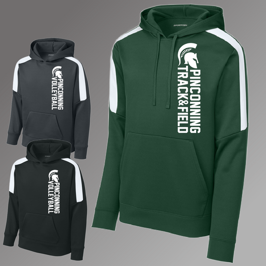 Pinconning Spartans - Vertical Stacked YOU CHOOSE THE SPORT Premium Performance Hoodie (Youth)
