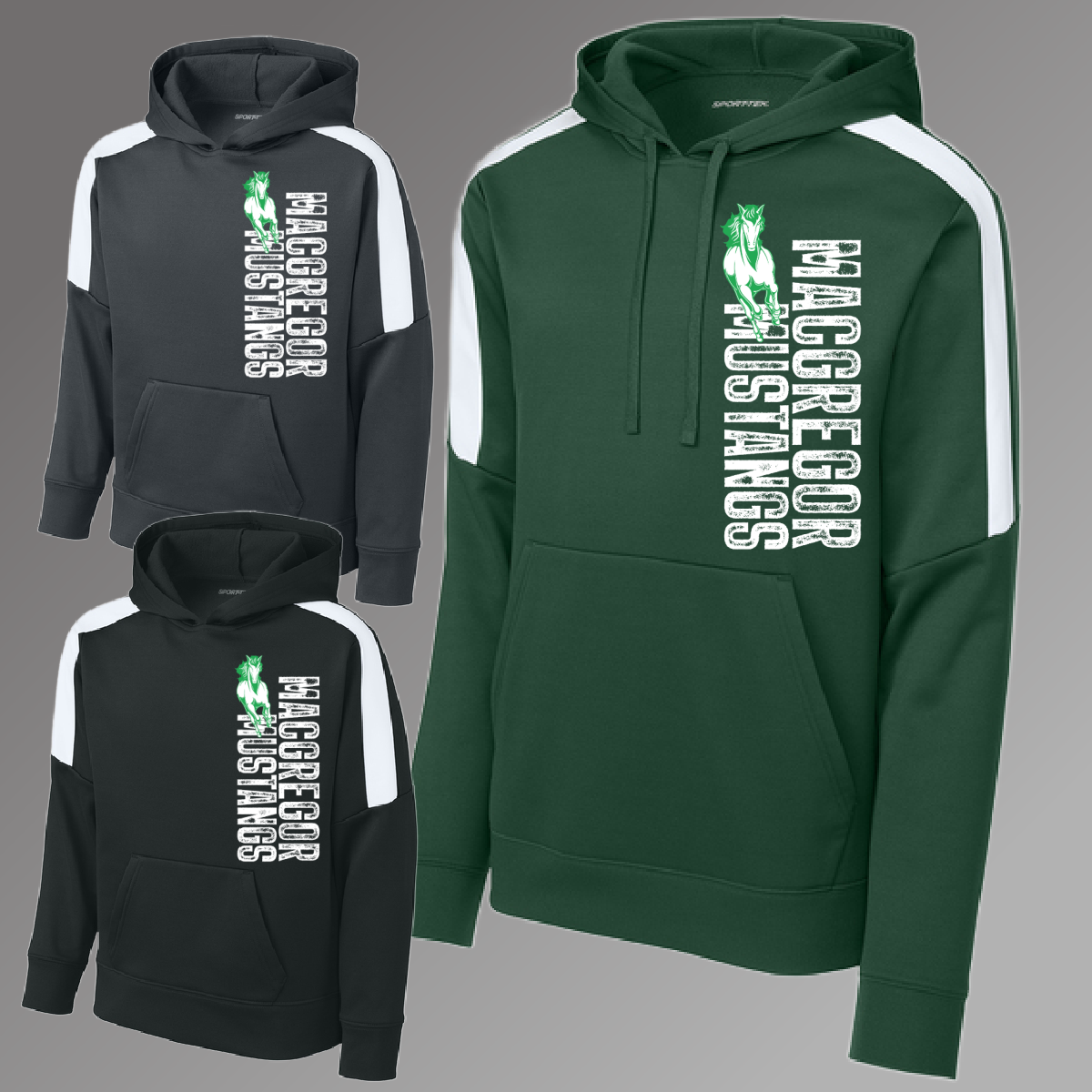 Pinconning Spartans - Distressed Vertical Premium Performance Hoodie (Youth & Adult)