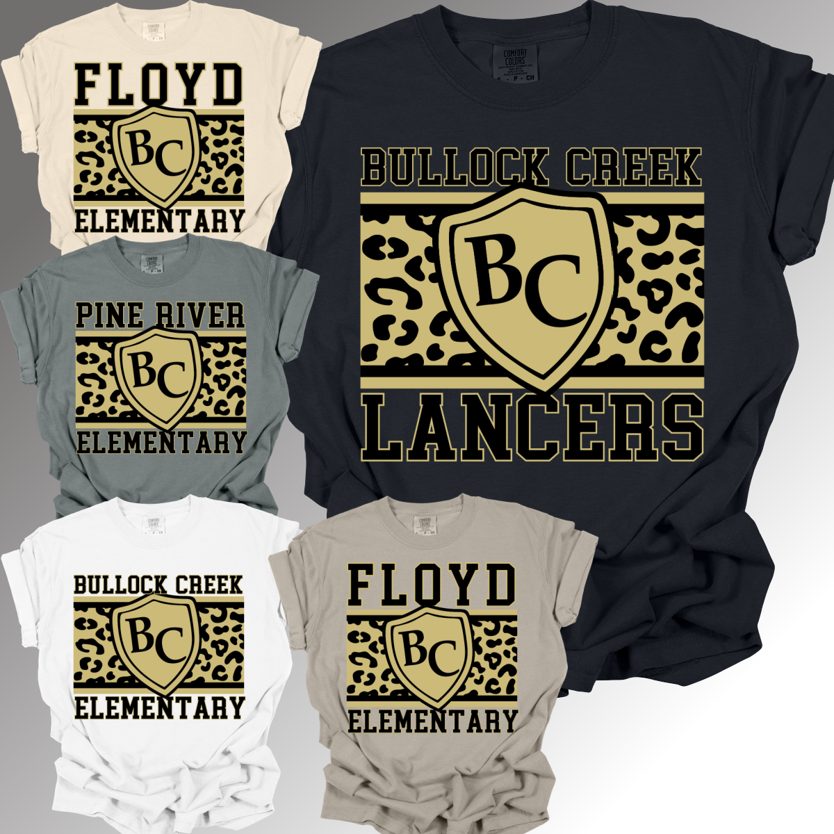 Bullock Creek Lancers - Leopard Background Comfort Colors Tee (Adult)