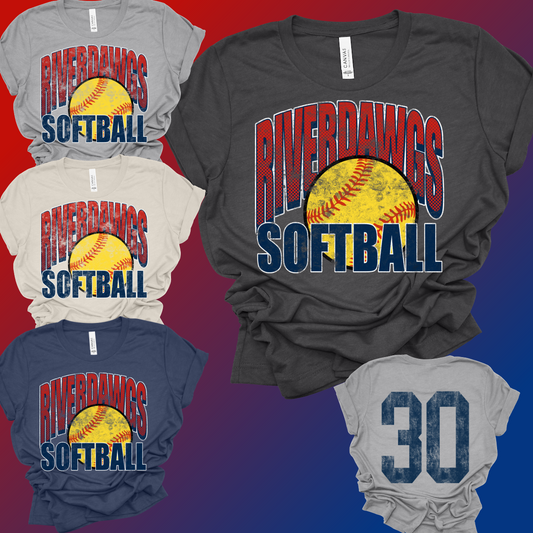 Saginaw Bay Riverdawgs - SOFTBALL Grunge Tee (Toddler, Youth & Adult)