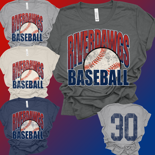 Saginaw Bay Riverdawgs - BASEBALL Grunge Tee (Toddler, Youth & Adult)