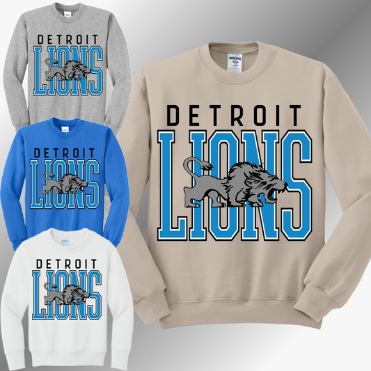 Detroit Football Retro Logo - Basic Sweatshirt (Adult)