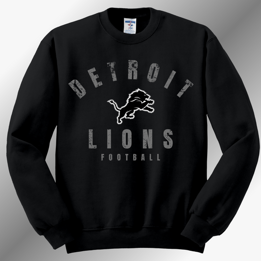 Detroit Football Distressed Blackout - Basic Sweatshirt (Adult)