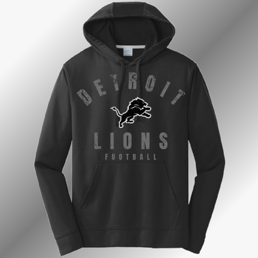 Detroit Football READY TO SHIP - Blackout Distressed Performance Hoodie (Adult)
