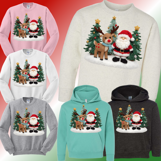 Santa & Reindeer Scene Sweatshirt (Youth)