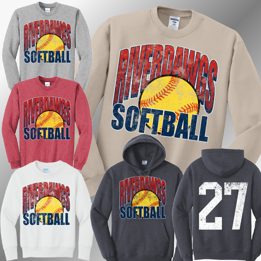Saginaw Bay Riverdawgs - Grunge Softball Sweatshirt (Adult)