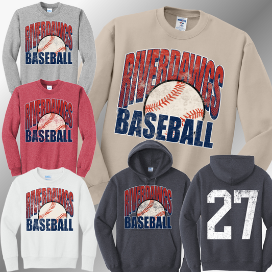 Saginaw Bay Riverdawgs - Grunge Baseball Sweatshirt (Adult)