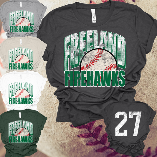 Freeland Firehawks - BASEBALL Grunge Tee (Toddler, Youth & Adult)