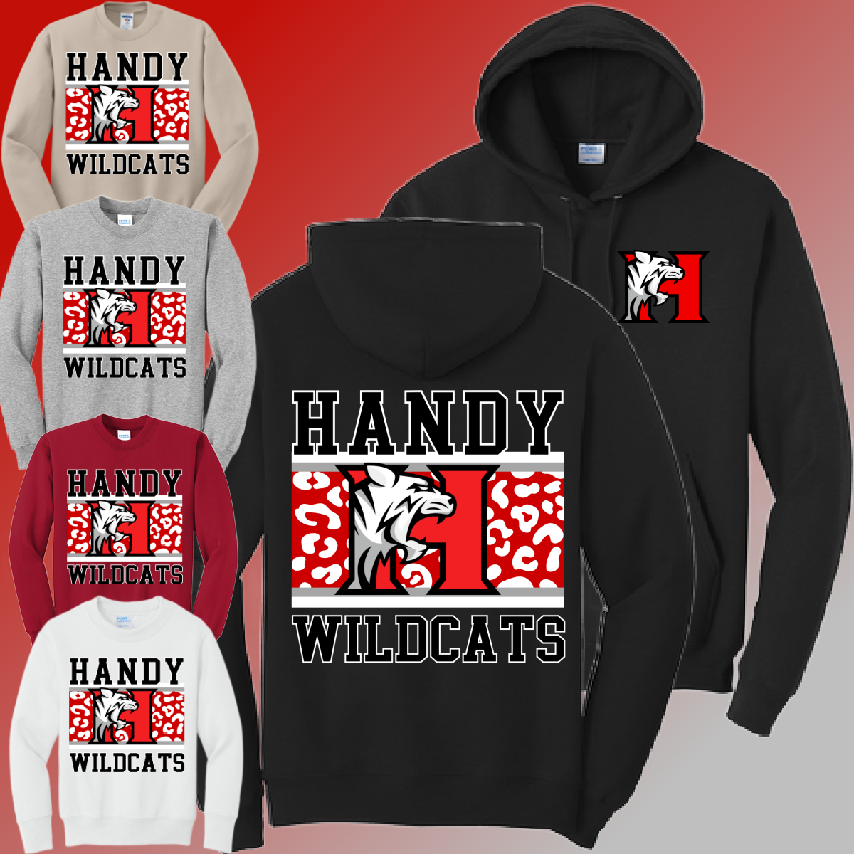 Handy Wildcats - Leopard Background Basic Sweatshirt (Adult)